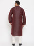 Vastramay Men's Plus Size Wine Silk Blend Kurta Pyjama Set